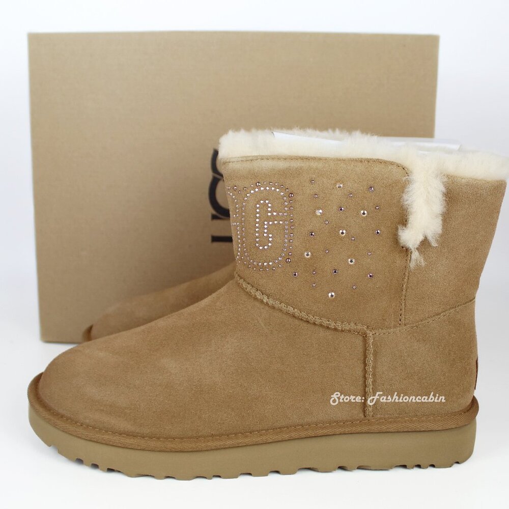 NEW UGG Classic Rhinestone Lined Mini Boot
